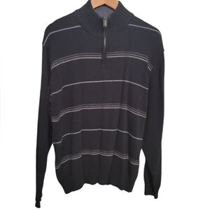Oscar De La Renta | Navy Quarter Zip 1/4 Pull Over Sweater